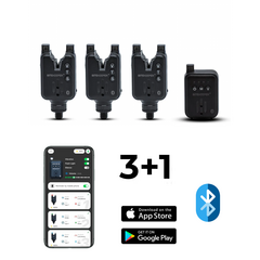 Набор сигнализаторов поклёвки Rippton BiteKeeper Pro 3+1 Черный с работой через приложение в телефоне, Набор сигнализаторов: 3+1, Цвет: Чёрный