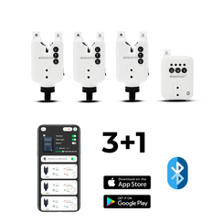 Набор сигнализаторов поклёвки Rippton BiteKeeper Pro 3+1 Белый с работой через приложение в телефоне, Набор сигнализаторов: 3+1, Цвет: Белый