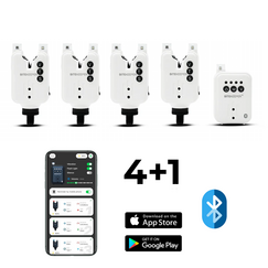 Набор сигнализаторов поклёвки Rippton BiteKeeper Pro 4+1 Белый с работой через приложение в телефоне, Набор сигнализаторов: 4+1, Цвет: Белый